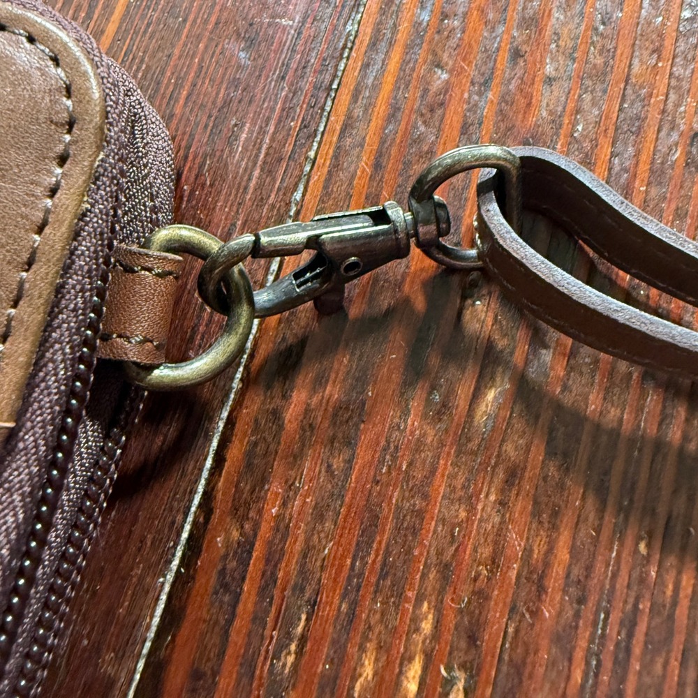 STS Ranchwear Crossbody Wallet Bag Purse Brown Tooled Floral Leather - Picture 9 of 10
